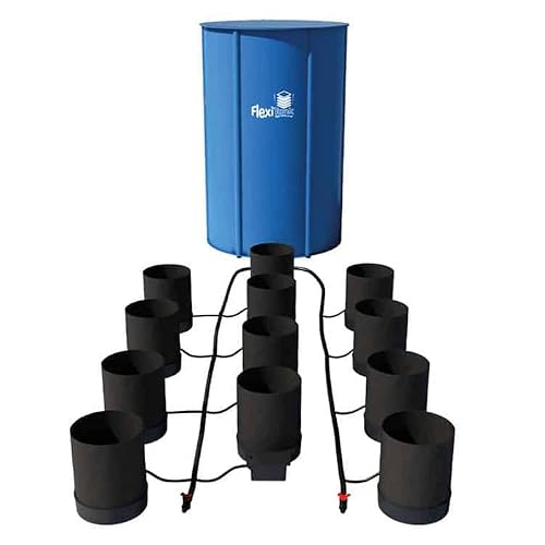 AutoPot 12 Pot GeoPot System with 3 Gallon Fabric Pots - Self-Watering, Gravity Fed Hydroponic System (12Pot with 60 gal Flexi Tank) Indoor, Black