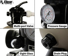 Rx Clear Radiant 22 Inch Above Ground Swimming Pool Sand Filter System | Includes 1.5 HP Pump, Multi-Port Valve, & White Luster Media | 45 GPM Flow Rate for Swimming Pools up to 26,000 Gallons
