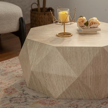 Modern Farmhouse Drum Coffee Table, Round Wooden Center Table with Fir Wood Top, No Assembly Required, Rustic Farmhouse Coffee Table for Living Room, Dining Room & Office