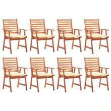 Patio Dining Chairs 8 pcs with Cushions Solid Acacia Wood White & Other