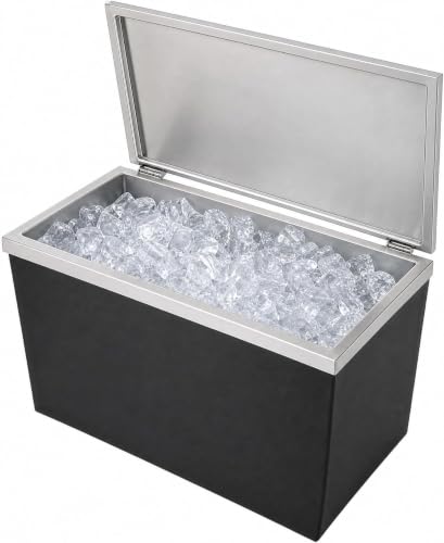 GarveeLife Drop in Ice Chest 95QT, SUS304 Stainless Steel Sliding Cover 24H Non-Electric Insulation, Recessed Outdoor Kitchen Ice Cooler with Drain Pipe & Plug, 24"Lx20"Wx15"H, for Wine Beer Party