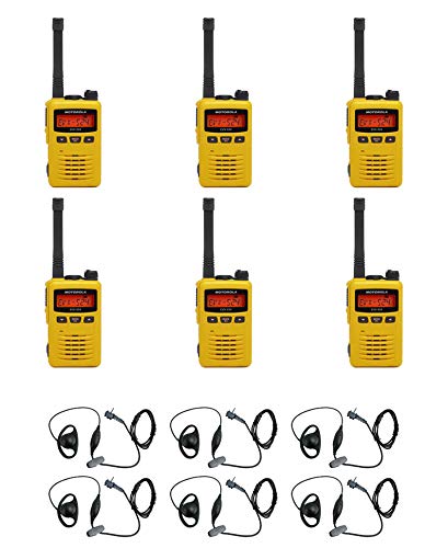 SR-Moto MEVX-S24-YL Yellow UHF Portable Radio 403-470MHz 3W 256 Channel with E316 D-Ring Headset (6 Pack)