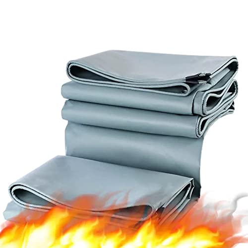 Heavy Duty Waterproof Tarpaulin, Outdoor Tarp Sheet With Grommets 0.5mm Thick Outdoor Patio Furniture Covers Tear Resistance For Truck Car Boat Camping Emergency Rain Shelter ( Color : Light grey , Si