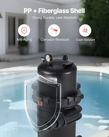 VEVOR Cartridge Pool Filter System | 150 Sq. Ft, Compatible with 2.5HP–3HP Pumps, Max Flow 8136 GPH, for Pools Up to 34342 Gallons