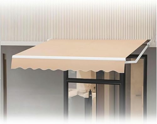 WZUOPG Manual Retractable Awning Door Window Awning Shelter Outdoor Canopy Home Deck Canopy with Manual Crank Handle（Frame Included ）