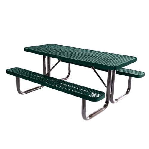 COATEDOUTDOORFURNITURE 6Ft Rect Picnic Table, Textured Dark Green