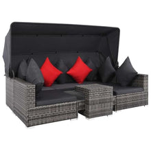 fsahslih 7-Piece Rattan Sofa Set, Modern Outdoor Sectional Furniture with Coffee Table and Canopy, Grey PE Wicker Seating with Cushions for Garden, Patio and Terrace