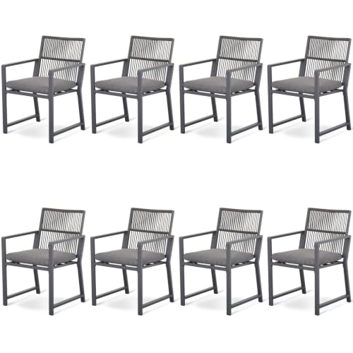 Coreporch Outdoor Patio Dining Chair, 400 Lbs, Dark Gray, Set of 8