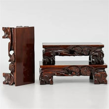 M3b6G8p1 bonsai pot stand Square Flower Potted Short Foot Base Wooden Ornaments(Large)