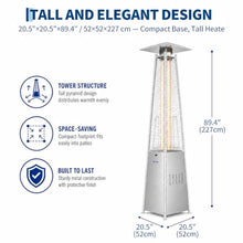 Garvee Pyramid Propane Patio Heater with Wheels & Waterproof Cover, Silver