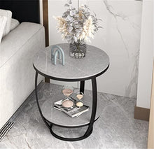 POLGDW Rock Slab Tea Table Small Coffee Table Sofa Round Corner Table Balcony Small Round Table Small Household Side Table(Svart)