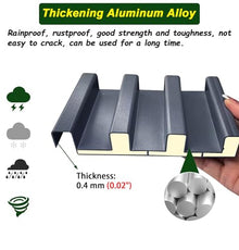 Customizable Metal Roofing Panels with Polycarbonate Fill - Windproof Insulated Roof Sheets for Gazebo, Terrace, Balcony Canopy (L-1.4m/4.6ft)(L- 1.5m/4.9ft)