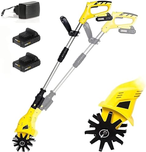 MekUk Garden Tiller & Cultivator Electric Garden Rotavator, Garden Tiller, With 2 Rechargeable Battery And Charger, For Vegetable Gardens Garden Tiller for Garden Care Compacted Soils and Lawn Yard