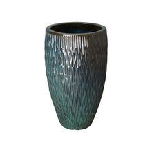 Emissary Home and Garden 17in. L x 27in. H Teal Stoneware Round Planter with High-fire Treatment (Set of 1)