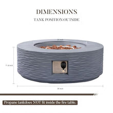 Cosiest Propane Fire Pit for Outside, 35 in Round Gas Fire Pits for Outdoor Patio, Certified, 50000 BTU Concrete Rectangle Base with Rain Cover, Free Lava Rocks