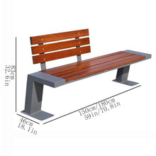 GRFIT Outdoor Bench Garden Chair with Backrest for Outdoors, Wooden Bench with Stainless Steel Frame, for Balcony Seats, Patio and Porch Garden Bench (Small)