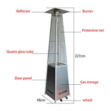 AIZYR Quadrilateral Patio Gas Heater, Tower Propane Heater Outdoor Courtyard Propane Heater with Wheels & Anti-tilt Switch Energy Efficient