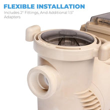 XtremepowerUS SuperFlow Variable Speed High-Flo Pool Pump In-Ground Swimming Pool Energy Efficient 230V, 1-1/2” & 2” Adapter Build-in Timer Control Panel