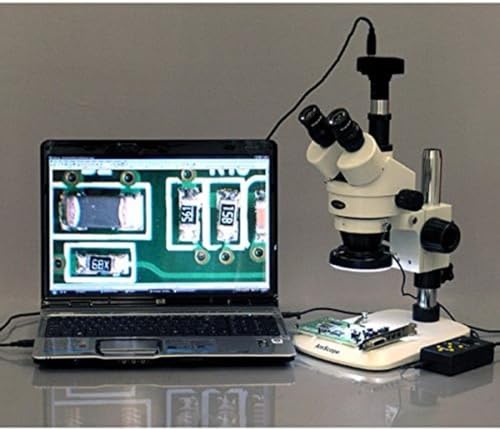 AmScope Digital Trinocular Stereo Zoom Microscope with LED Ring Light Multi