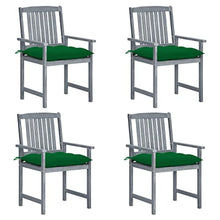 GFMGUEMV Garden Chair Set of 4 Gray Solid Acacia Wood Durable for Outdoor Patio and Balcony Seating with Cushions