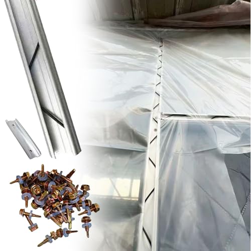 RENLXFI PVC Coated Wire and U-Channel with Seal Tight Screws & Connector, Greenhouse Track and Wiggle Wire for Poly Film Shade Cloth Attachment, Reusable(40 Set)