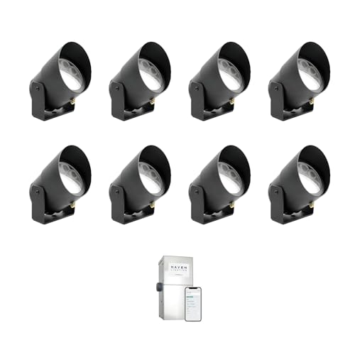 Haven Lighting 9 Series Landscape Lighting Kit - Professional-Grade App Controlled Smart Lights with WiFi - Color Changing Exterior House Lighting, 8-Up LED Lights