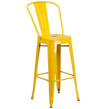 Flash Furniture 30" Round Yellow Metal Indoor-Outdoor Bar Table Set with 2 Cafe Stools