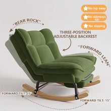 Rocking Chair, Ergonomic Recliner Chair with 3-Position Adjustable Backrest, Comfort Padded Cushion Rocker Chairs with Footrest, for Indoor, Outdoor Living Room Balcony(Green)
