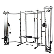Valor Fitness Power Rack with LAT Pull & Cable Crossover Attachments - Full Body Workout - Plate Loaded Exercise Equipment