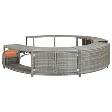 Poly Rattan Hot Tub Surround with Storage, Weatherproof Spa Furniture Surround for Standard Spas, Gray Wicker Bathing Accessory