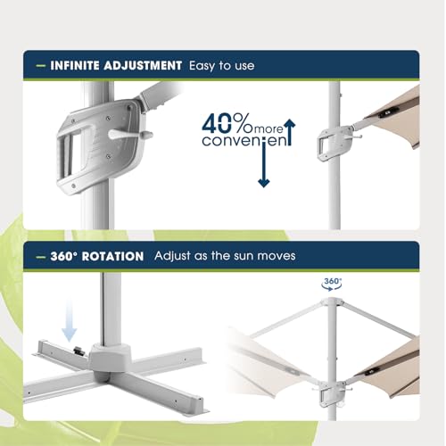 wikiwiki 12FT 2-Tier Cantilever Patio Umbrella with Solar Lights Beige
