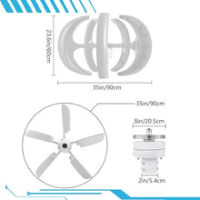 CLPYING 16000W Wind Turbine Generator 12V 24V 48V Vertical Axis Wind Turbines Generator Kit with 5 Blade DC Wind Turbine Kit for Home Chalet Solar Wind System(White,48V)