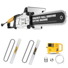 GenSDH Electric Concrete Chain Saw with Wet Water Supply for Dust Removal,Cuts Concrete,Steel Bars,Marble,Includes Single & Double Chain for Versatile Use,350Mm