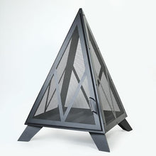 Deko Living Outdoor Steel Pyramid Wood Burning Fire Pit with Black Powder Finish, Spark Screen, Poker Tool, and Protective Storage Cover