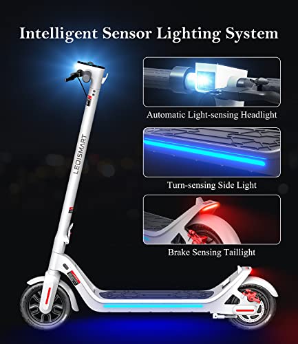 LEQISMART Electric Scooter 600W Motor Dual Brakes 28-Mile Range White