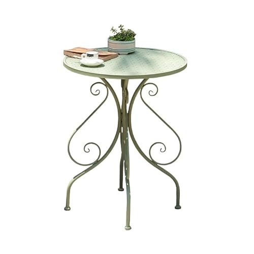 GLigeT Balcony Table and Chair Set Outdoor Courtyard Garden Balcony Table and Chair Set Retro Iron Garden Furniture Sets Coffee Shop Dining Table and Chairs Bistro Table Set (Color : Green-Table)