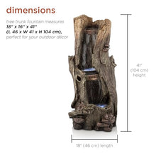 Alpine Corporation WIN258 Outdoor Rainforest Waterfall Tree Trunk Floor Fountain with LED Lights, Tiered Garden Decor, 41" H, Brown
