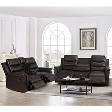 Eafurn 2-Piece Reclining Sectional Sofa Set Faux Leather Brown