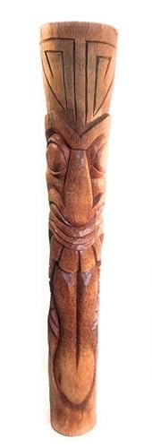 Tikimaster Maori Warrior Tiki 7 Foot Natural Finish Hand Carved