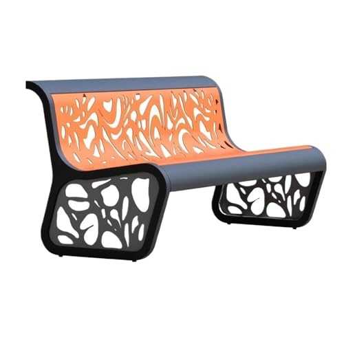 YUHUAWF Park Patio Seat Outdoor Backrest Bench, Steel Garden Chair with Openwork Pattern, for Balcony Terrace Leisure Benchs Outdoor Furniture Seating(Large)