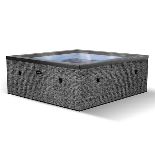 Wave Garda Eco-Foam Hot Tub | Square Energy-Efficient Outdoor Spa with 70 Bubble Jets, Built-in Heater, WiFi App Control and Insulated Cover | Flint Gray | 4 Person | Standard