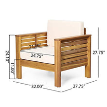 Christopher Knight Home Louver Club Chairs, Teak + Cream