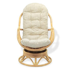 Wickerix Set of 2 Bali Lounge Swivel Rocking Chairs with Cream Cushion and Pelangi Round Coffee Table Natural Rattan Wicker Handmade, Natural Color