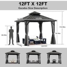 Endark 12x12FT Patio Gazebo with Steel Canopy Gray