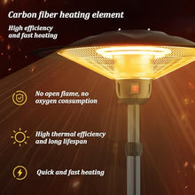 Outdoor Patio Heaters, Electric Portable Standing Heater with Base, Adjustable Height, 3-speed Adjustment, IP44 Waterproof, for Balcony Courtyard Gazebo Garage