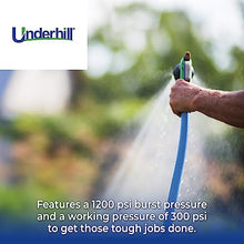 Underhill UltraMax Commercial Garden Water Hose 100 ft, Lightweight, Flexible, Anti-Kink, All Weather, 1200 psi, H10-100B, 1 Inch x 100 ft, Blue