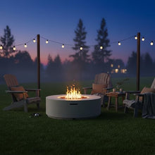Merax 38.2" Round MGO Outdoor Propane Fire Pit, with Faux Stone Finish, Outside Fire Pit Table with 50000 BTU, Steel Burner, Lava Rocks, Waterproof Cover, Suitable for Patio, Backyard, Poolside