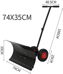 Snow Shovel Snow Pusher with Anti-Skid Wheels Adjustable Handle|Driveway Or Pavement Snow Removal Tool Snow Pusher (Size : Medium) (Size : S)