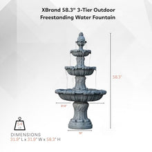 XBrand 58.3" 3-Tier Outdoor Freestanding Water Fountain - Classic Leaf Design, Light Gray Resin, Large Bird Bath with Pump - Ideal for Yard, Lawn and Garden, Porch Décor