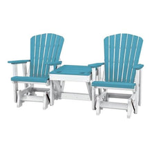 American Furniture Classics OS Home and Office Model 515ARW-K Double Glider with Center Table in Aruba Blue with White Base